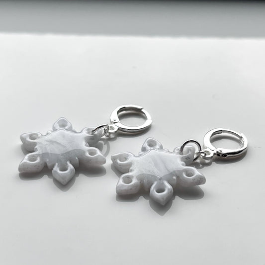 Snowflake • Silver + White Marble Cut-Out