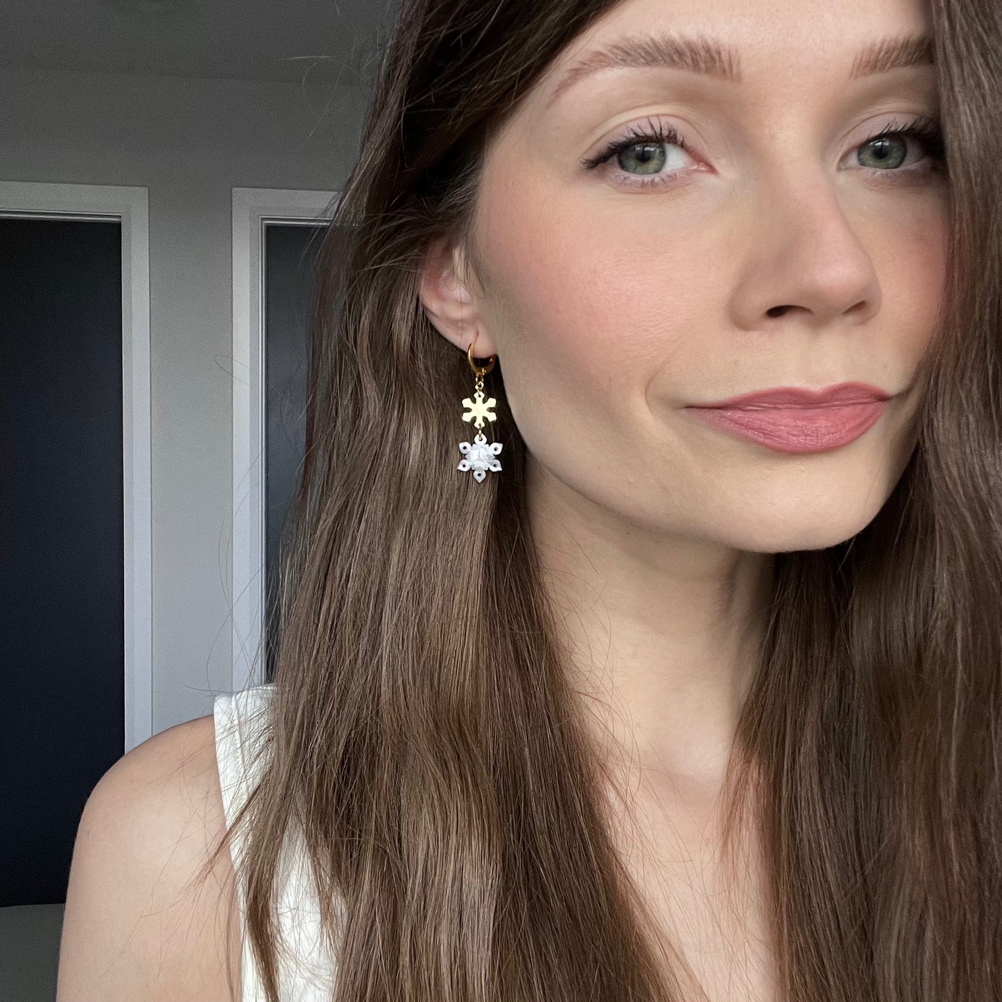 Snowflake • 2 Piece • Gold + White Marble