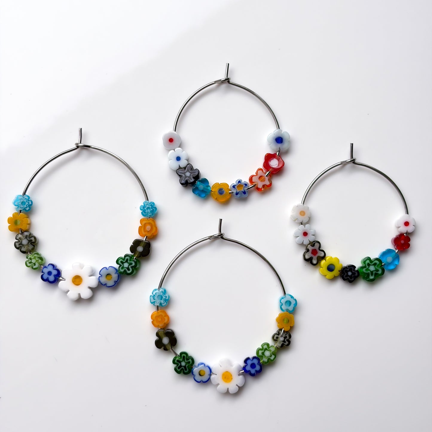 Beaded Mystery Hoops • Silver • 2 sizes