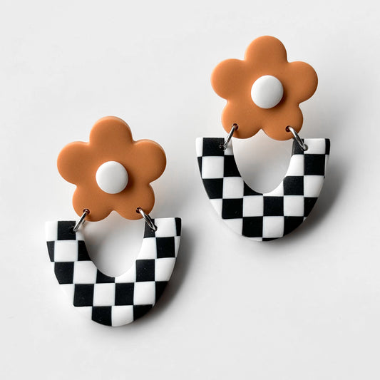 Raven • Peach Flower & Checks