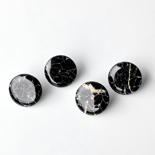 Elaine • Medium • Black Marble Studs