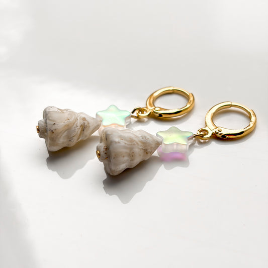 3D Tree & Star Dangles • Winter Marble