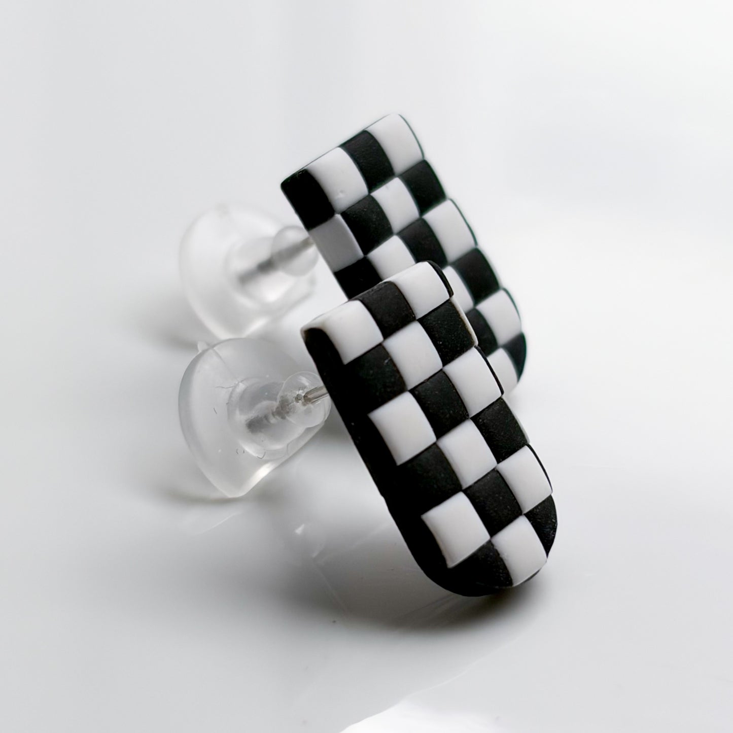 Faye Studs • Black + White Checks