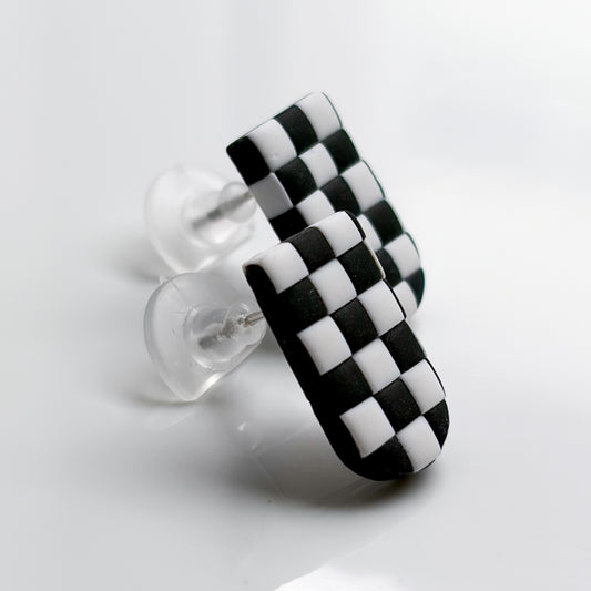 Faye Studs • Black + White Checks