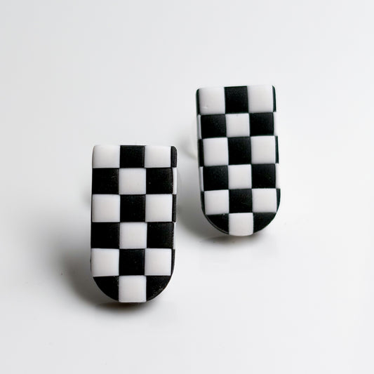 Faye Studs • Black + White Checks