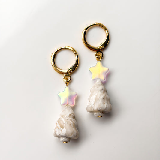 3D Tree & Star Dangles • Winter Marble