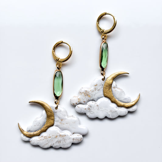 Moon & Clouds • White + Gold Marble