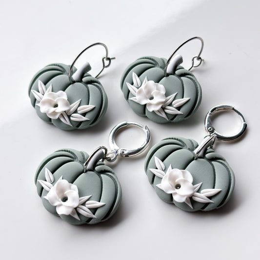 Floral Pumpkins • White & Sage