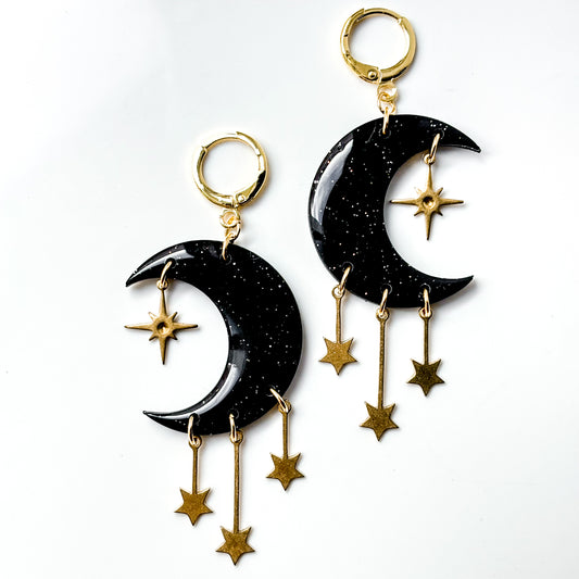 Moons & Stars • Glittery Black