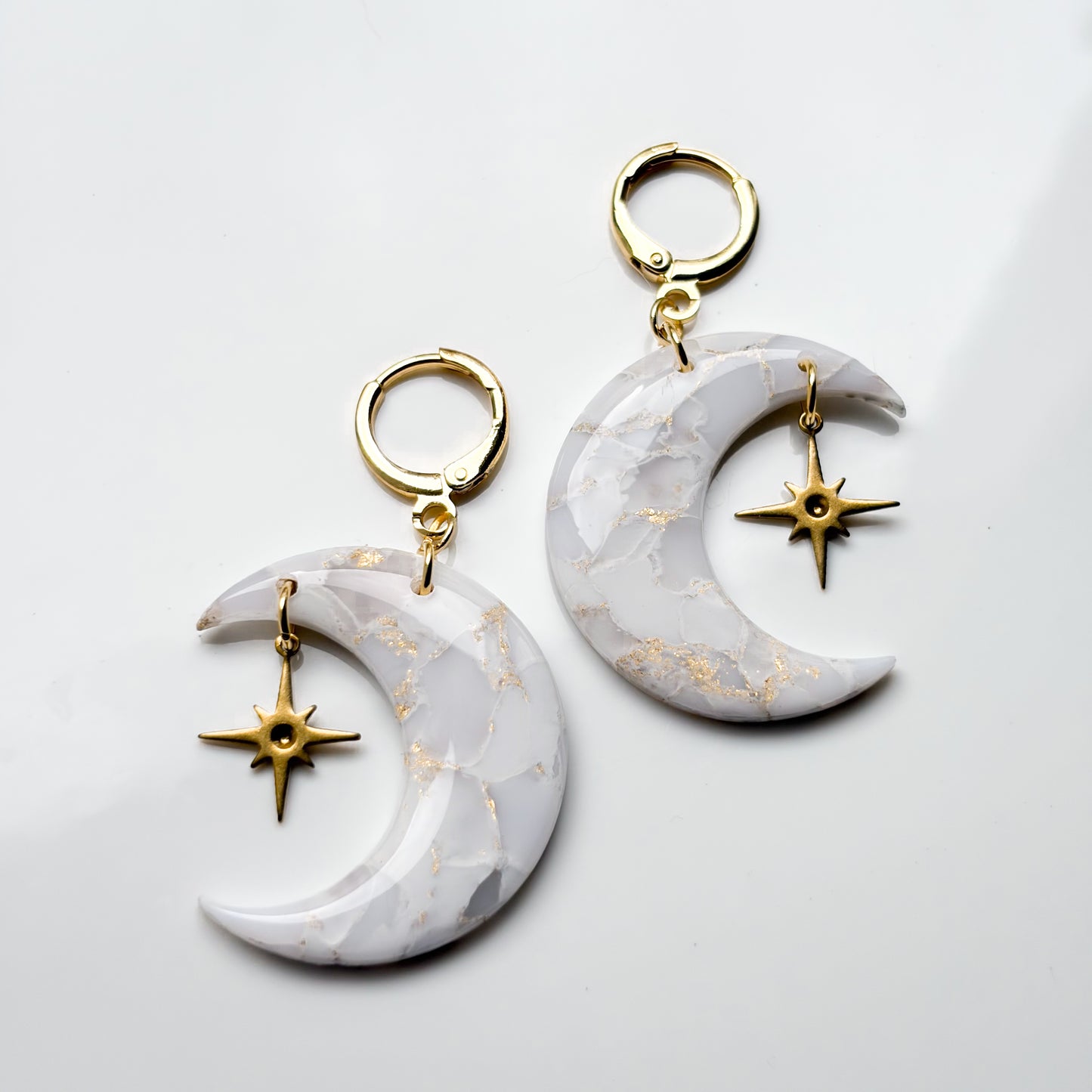 Moons (lg) • White + Gold Marble • Sparkle
