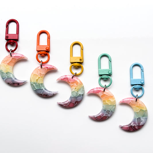 BAG CHARMS // Rainbow Marble Moons