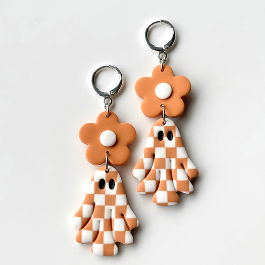 Floral Ghosties (huggies) • Peach & White Checks