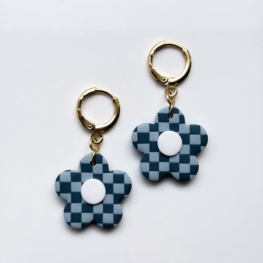 Retro Flower • Blue Checks
