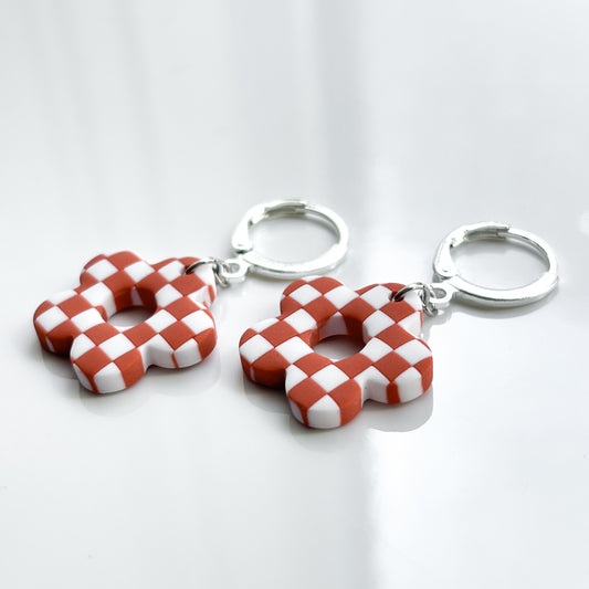 Small Flower Dangle • Terracotta Checks