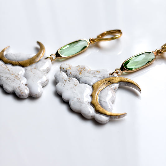 Moon & Clouds • White + Gold Marble