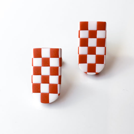 Faye Stud • Terracotta Checks