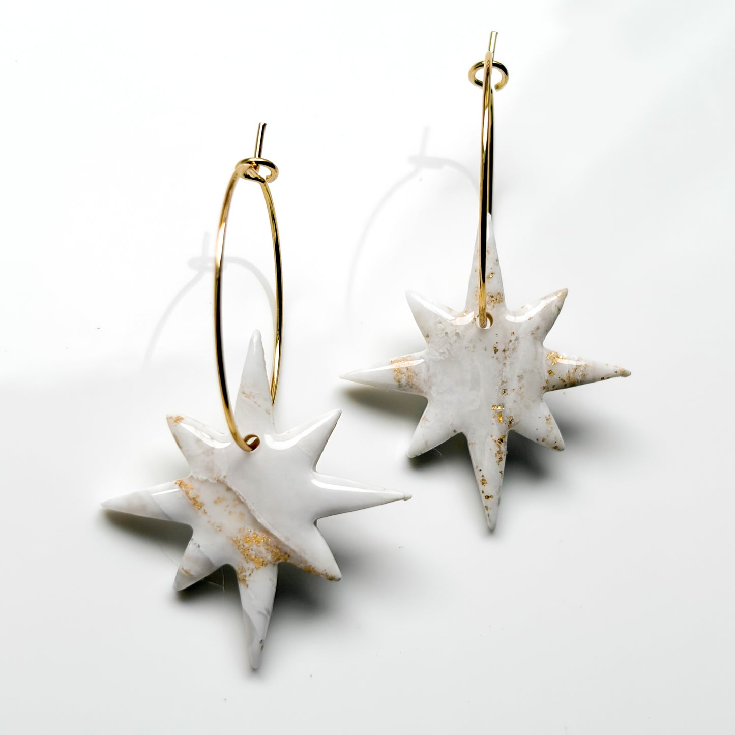North Star Hoops • White + Gold Marble