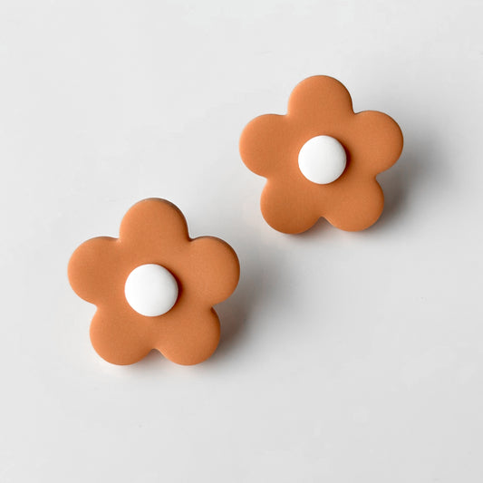 Small Flower Studs • Peach & White