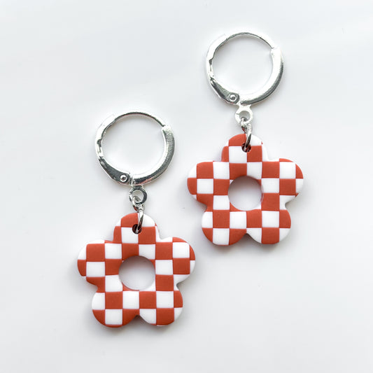 Small Flower Dangle • Terracotta Checks