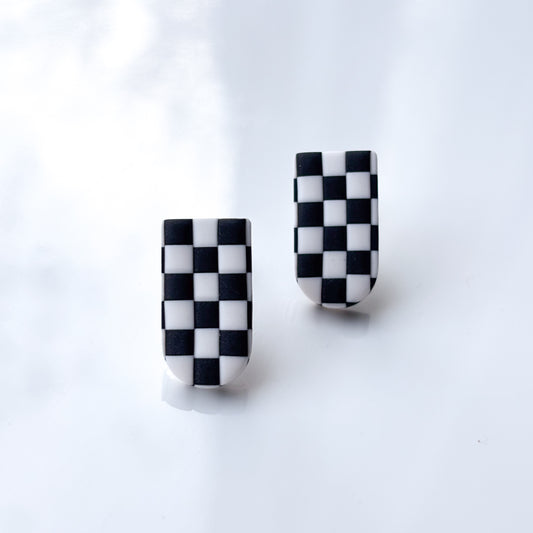 Faye Stud • Black & White Checks
