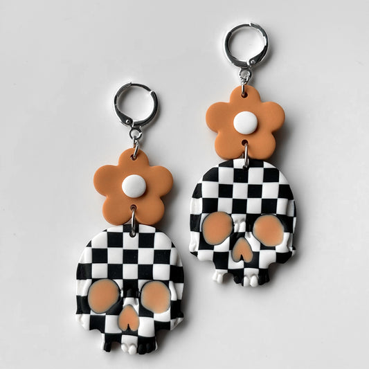 Skulls • Peach Flower & Checks