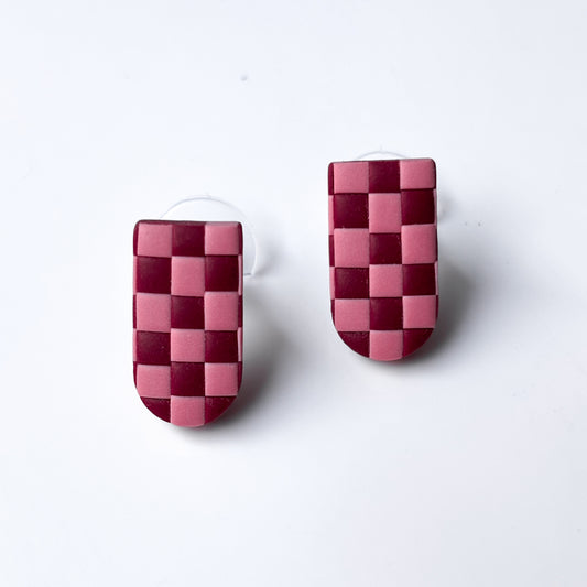 Faye Studs • Red + Pink Checks