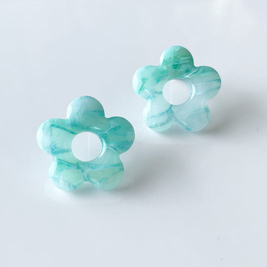 Small Flower Studs • Aquamarine