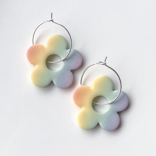 Large Flower • Hoop • Pastel Rainbow