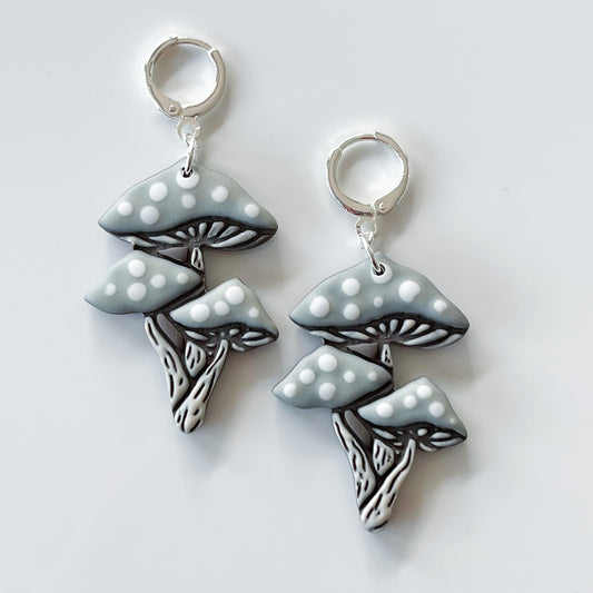 Mushroom Earrings • Blue-Grey