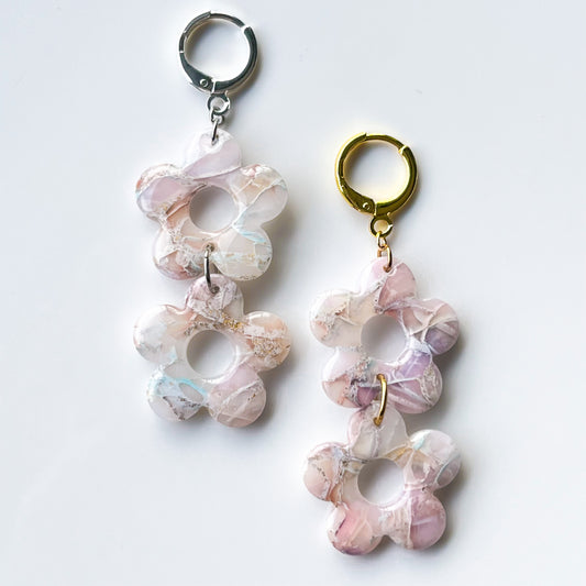 Small Flowers • Double • Pastel Stone **Silver OR Gold**