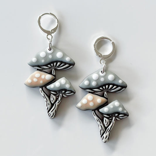 Mushroom Earrings • Blue + Peach