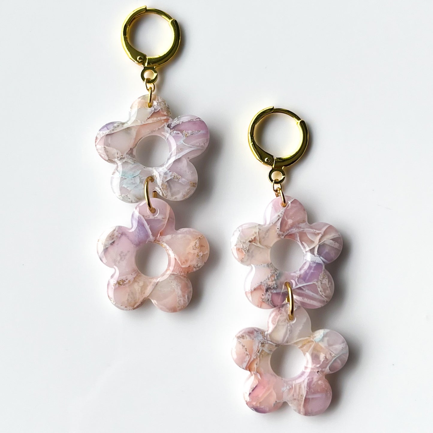 Small Flowers • Double • Pastel Stone **Silver OR Gold**
