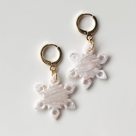 Snowflake • Gold + White Marble Cut-Out