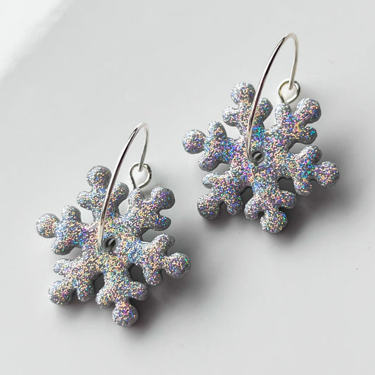 Snowflake • Holo-Glitter • Hoops