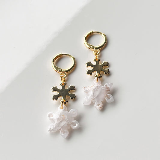 Snowflake • 2 Piece • Gold + White Marble