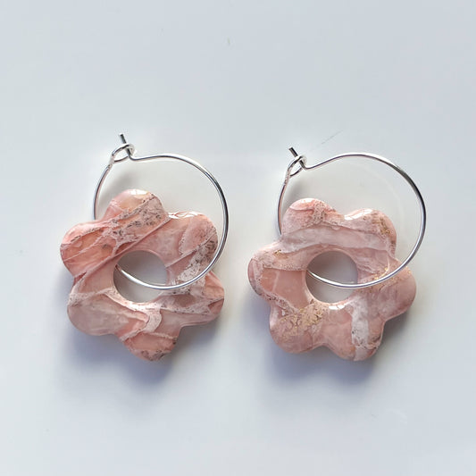 Retro Flower Hoops • Dusty Rose