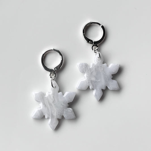 Snowflake • Silver + White Marble