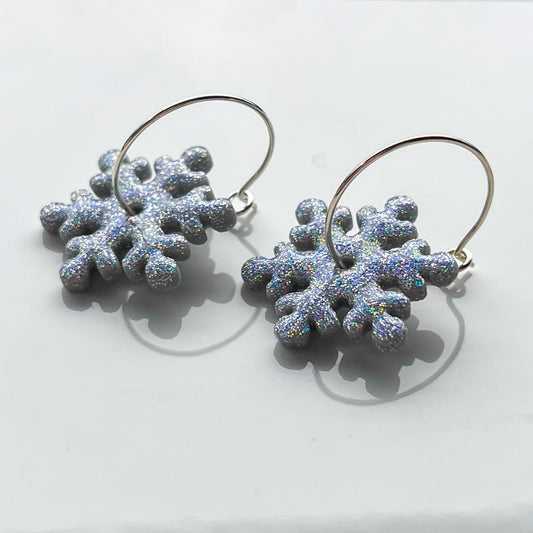 Snowflake • Holo-Glitter • Hoops