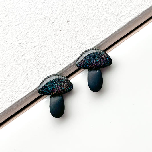 Mushroom Studs • Dark Rainbow + Black