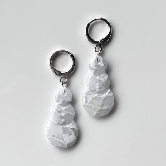 Snowman • Silver + White Marble