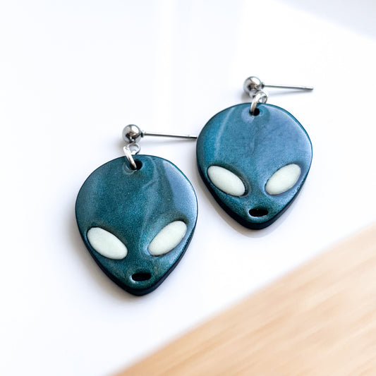 Alien Head Earrings • Glow-In-The-Dark Eyes