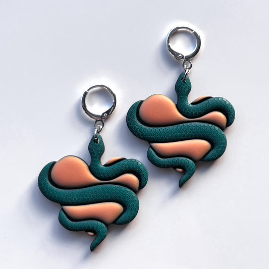 Snake Hearts • Emerald & Peach