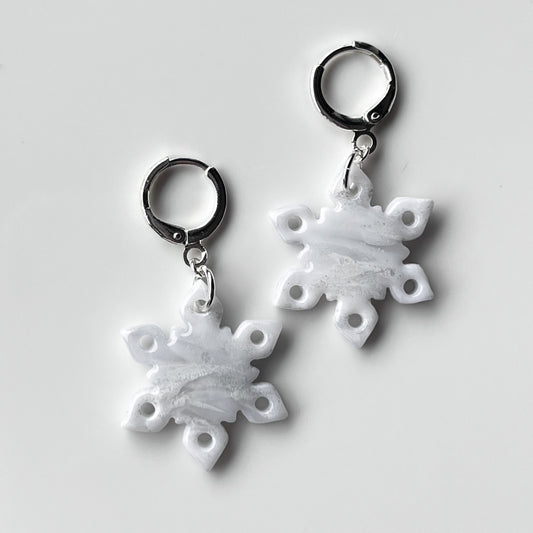 Snowflake • Silver + White Marble Cut-Out